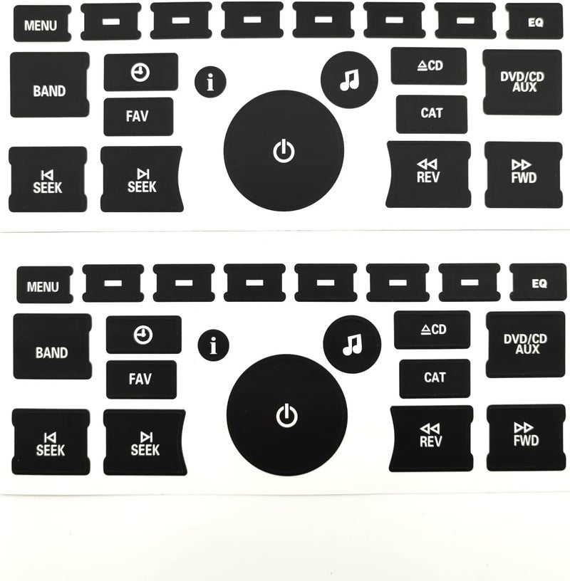 AtticZone Radio Dash Button Repair Kit Stickers Decals Compatible with GM GMC Yukon Acadia Sierra, Chevrolet Silverado Tahoe Suburban 2006-2014, 2Pcs (Radio20 x2) - Image 1